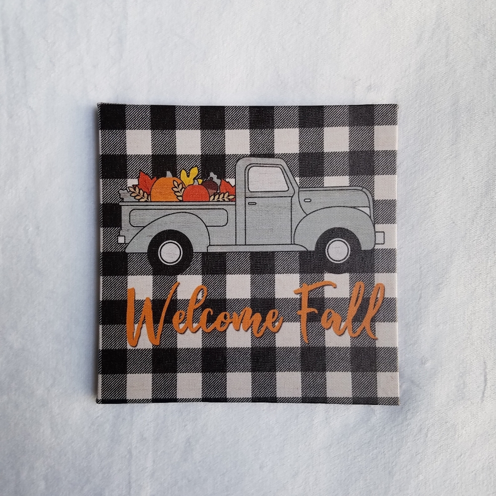Welcome Fall Pumpkin Truck Checkered